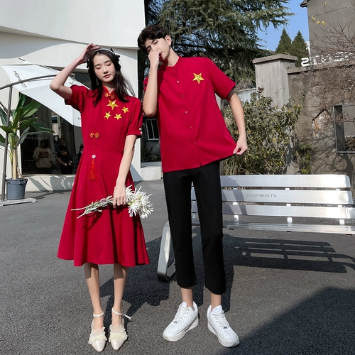 Летнее ципао для школьников, юбка, комплект для влюбленных, китайский стиль
