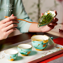 Margolonte jade Hall Fugui One pot of two duo travel tea set portable Gongfu tea suit for home