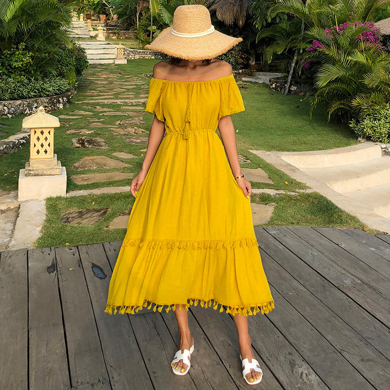 Miss Stranglein Desert Long Dress Travel Women's Slim Tourist Photo Dress Seaside Holiday Beach Dresses Summer Beach