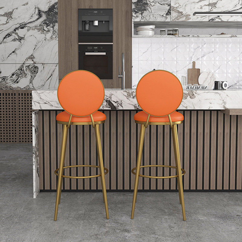 Bar chair Nordic light luxury ins wrought iron modern simple bar backrest gold front desk cash register high stool