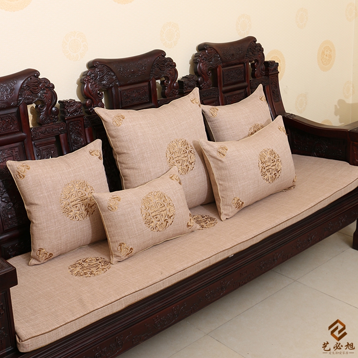 Trung Quốc sofa thêu Wufu giữ cuộc sống vải lanh đệm dày đệm ghế đệm mùa đông thảm nệm lót ghế