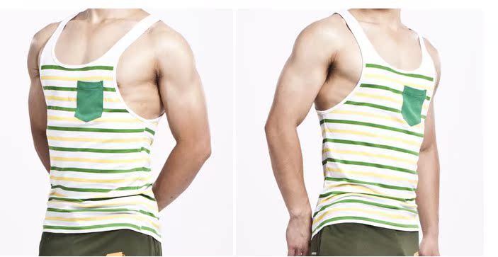Mùa hè thanh niên sọc không tay áo thun nam cotton thấm mồ hôi thể thao bó sát bó sát vai rộng vest áo không tay nam