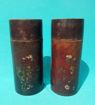 Qing Dynasty bamboo tea tube tea box a pair of products intact