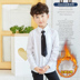 Mùa thu và mùa đông trẻ em màu trắng cộng với áo nhung dài tay dày cộng với đồng phục cotton trường ấm áp áo sơ mi nam hiệu suất quần áo áo trẻ em Áo sơ mi