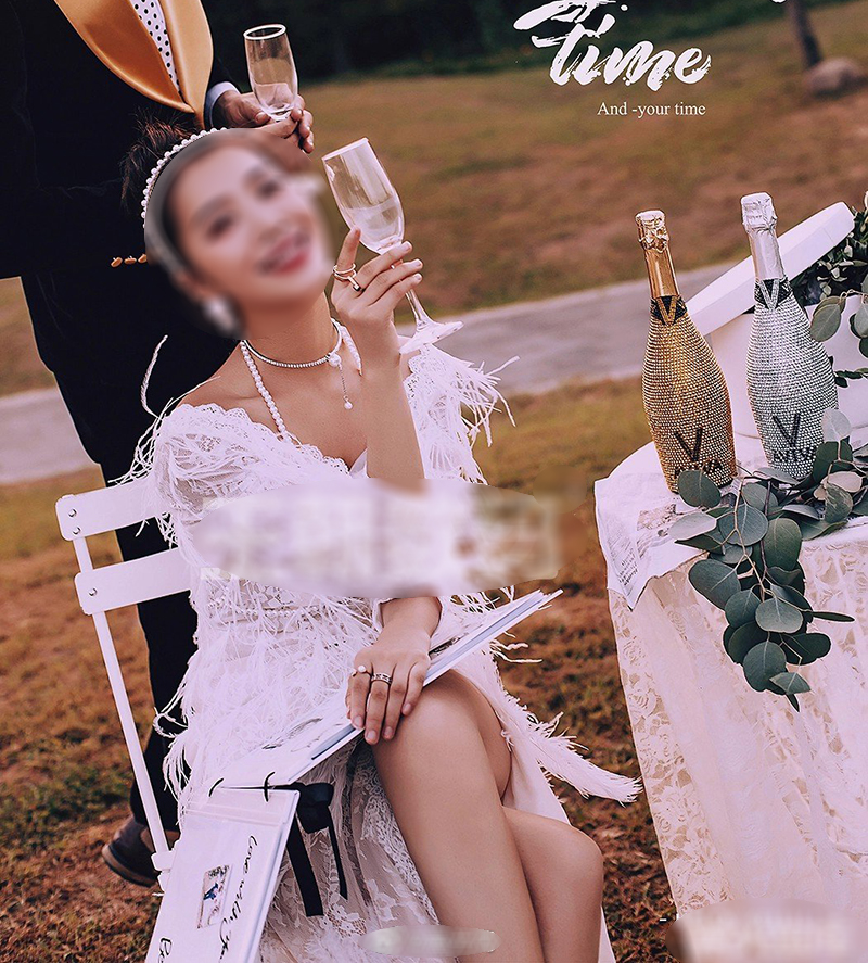 Exterior view Mori Hostel With Props Package Luxurious Gold Silver Inlaid Drilling Champagne Bottle Champagne champagne glass shelf