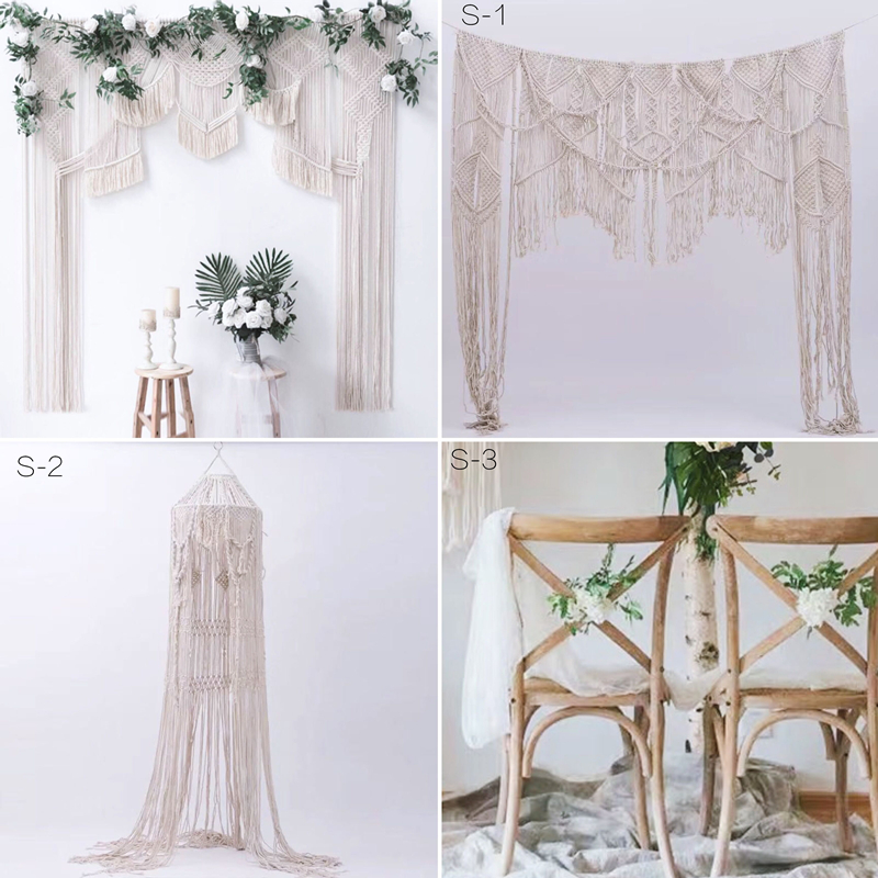 Wedding Dress Photography Ins Wedding Cotton Fabric Door Curtain Exterior View Photo Props Nordic Fluor Woven American Curtains