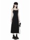 Black floral suspender dress for women 2025 summer new tea skirt sexy slim hip-covered midi skirt