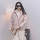 Rhyming woolen coat women's short autumn and winter clothes new Korean version loose pink horn buckle thickened woolen coat trendy