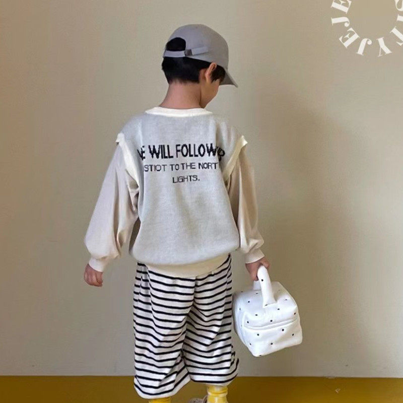 Spot Haobaoma Korean children's clothing imported spring clothing new JEJE small fresh and easy to wear back letter pull shoulder vest