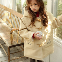 Spot Hao Bao Ma Korea Tong Fashion Winter Bien Fashion Yangqi Girls horn buckle Even hat Mao jacket