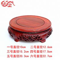 Red sandalwood carving crafts round base jade vase flowerpot of wealth Buddha statue mahogany ornaments