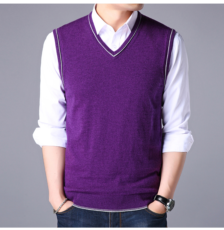 Mùa thu và mùa đông thương hiệu áo len nam vest nam trung niên cashmere áo len cổ chữ V vest vest áo vest nam body