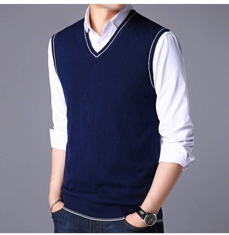 Mùa thu và mùa đông thương hiệu áo len nam vest nam trung niên cashmere áo len cổ chữ V vest vest áo vest nam body