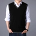 Mùa thu và mùa đông thương hiệu áo len nam vest nam trung niên cashmere áo len cổ chữ V vest vest ao khoac len nam Dệt kim Vest