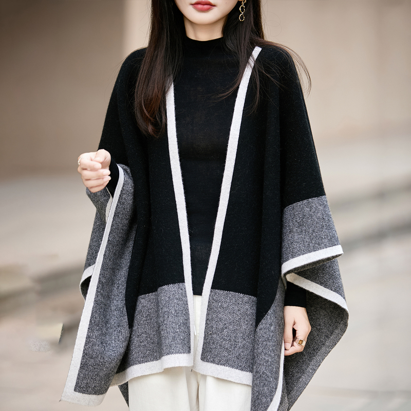 100% Pure Wool Knitted Large Shawl for Women, Autumn and Winter Lazy Style Cape, Coat, Color-Blocked Sweater Cover-Up 100% Pure Wool Knitted Large Shawl for Women, Autumn and Winter Lazy Style Cape, Coat, Color-Blocked Sweater Cover-Up