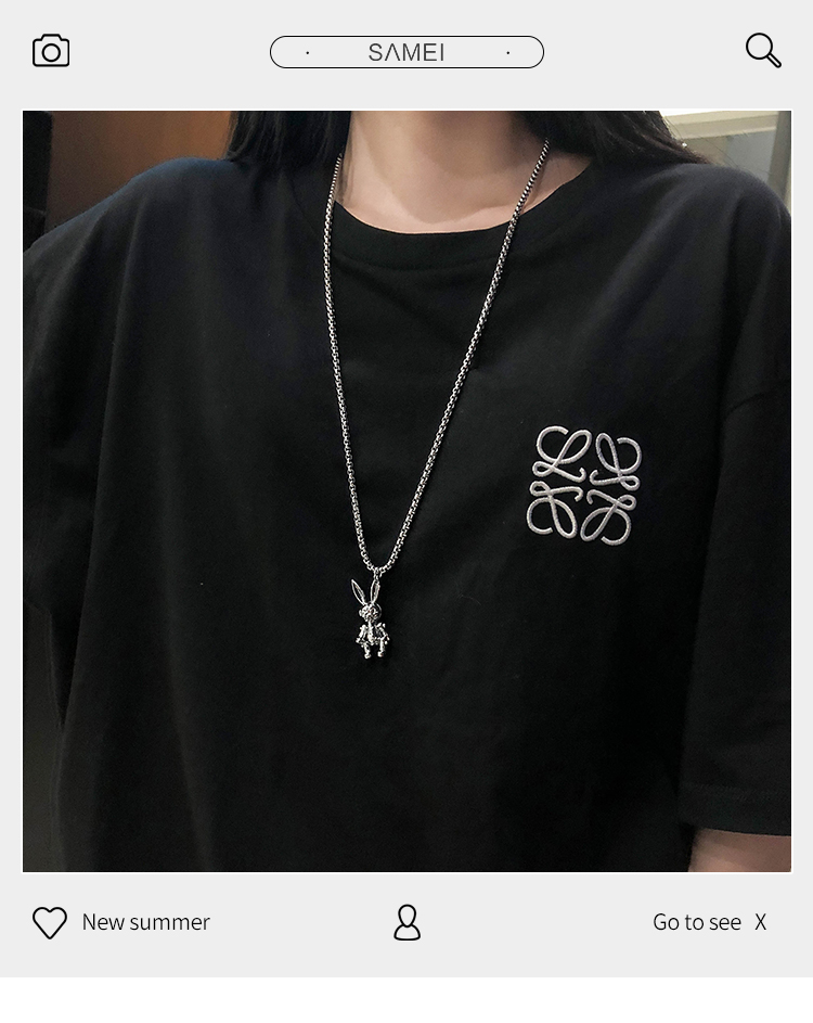 Collana di coniglio, stile lungo alla moda femminile di Instagram, semplice e personalizzato, maglione versatile di celebrità di Internet,_voghion.com