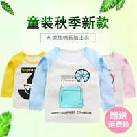 Mùa xuân và mùa thu trẻ em áo cotton bé trai và bé gái chạm đáy áo thun dài tay bé bé cổ tròn cotton quần áo trẻ sơ sinh