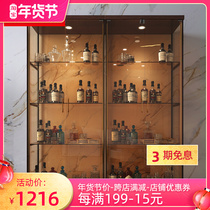 Italian light luxury wine cabinet against the wall living room Brown tempered glass wine cabinet display cabinet modern simple wine cabinet