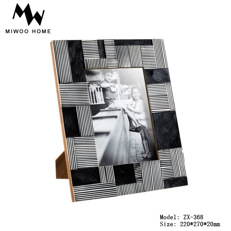 Simple European modern American leather pattern photo frame ornaments high-end gift-giving table high-end hotel club bedroom study photo frame