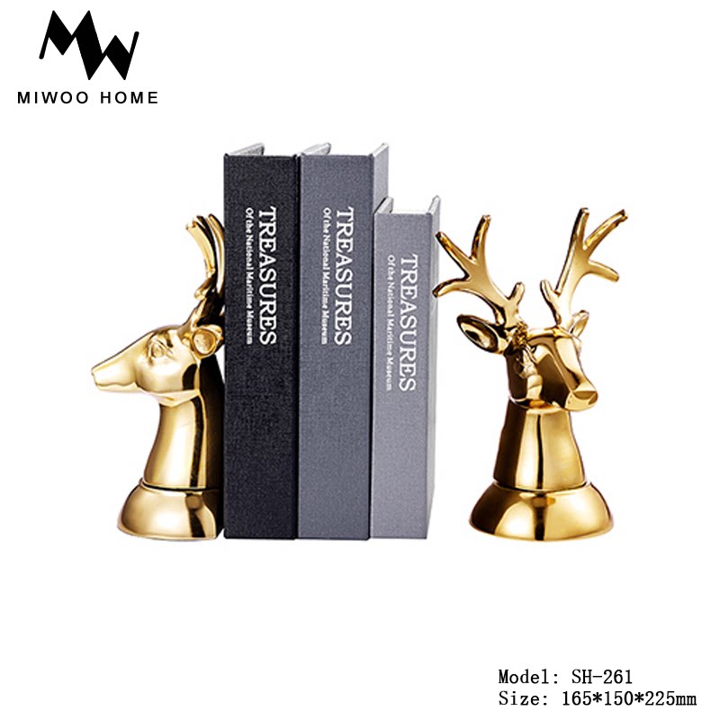 Copper-made horse head bookstand violin gift Eurostyle creative animal book by modern light lavish style board Deer Head Bookstall