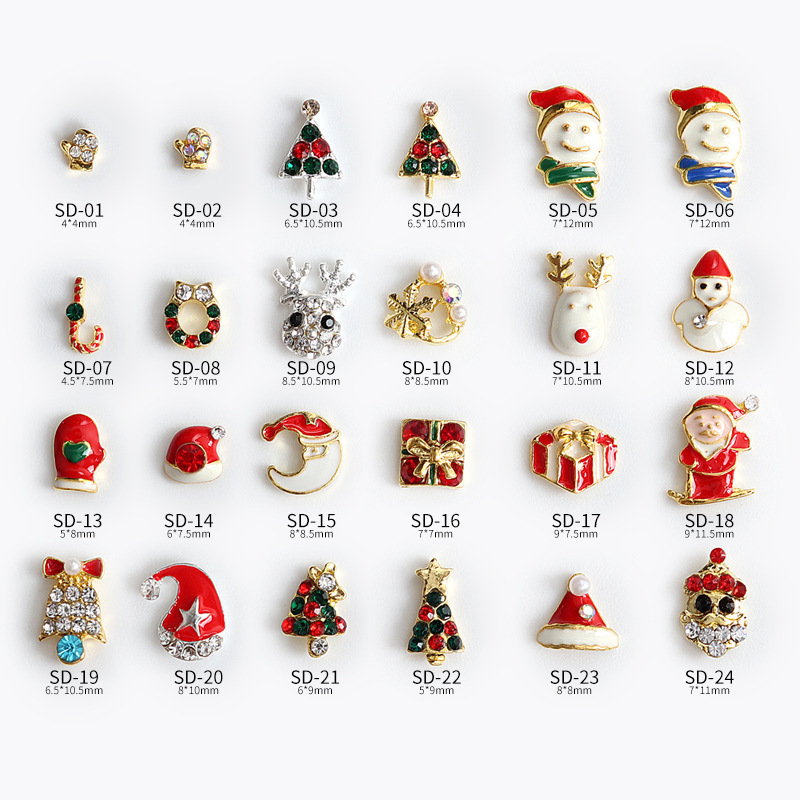 Red Gift Box Christmas Nail Art Alloy Ornaments Moon Hat Gloves Skateboard Santa Claus Pearl Gold Snow Nails Red Gift Box Christmas Nail Art Alloy Ornaments Moon Hat Gloves Skateboard Santa Claus Pearl Gold Snow Nails