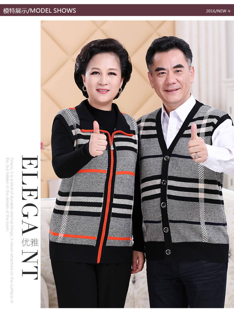 Mùa xuân và mùa thu và mùa đông mới trung niên nam giới và phụ nữ len đan vest cashmere dày vài Tang phù hợp với vest đỏ vest