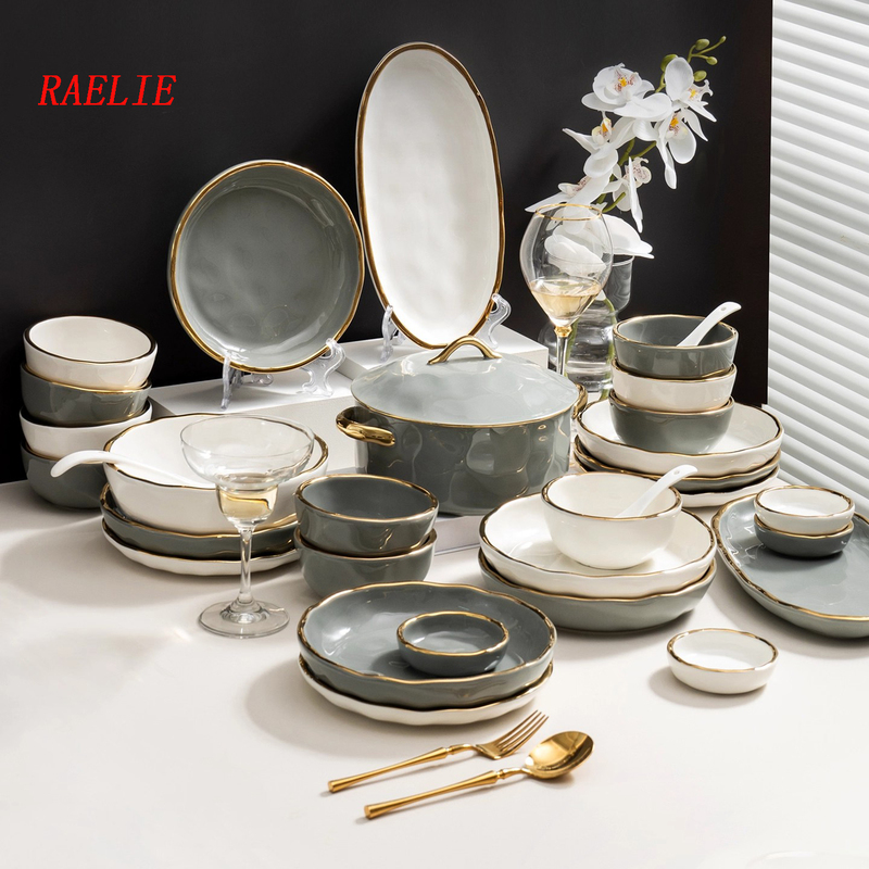 Raelie Bowl and Plate Set, Household Tableware, Light Luxury, High-End Feel, Housewarming Gift, Bowl and Plate Set, Tableware for Housewarming