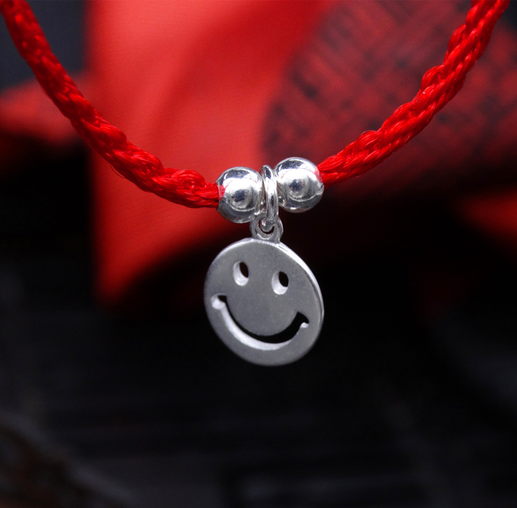 Vòng chân nữ dây đỏ sterling bạc sinh viên cười đơn giản chân người lớn nhẫn đôi nam năm nay của ác linh thiết kế thích hợp vòng chân titin ko gỉ