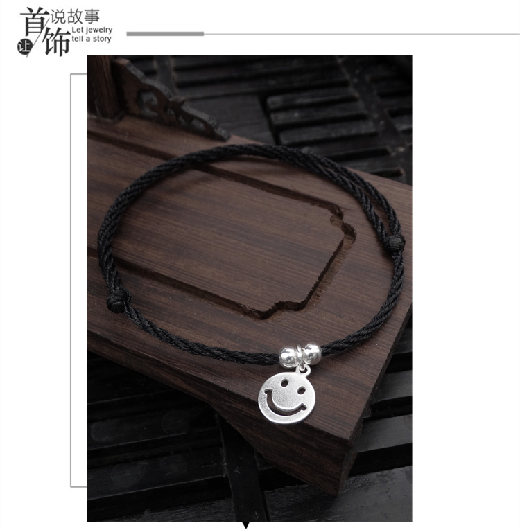 Vòng chân nữ dây đỏ sterling bạc sinh viên cười đơn giản chân người lớn nhẫn đôi nam năm nay của ác linh thiết kế thích hợp vòng chân titin ko gỉ