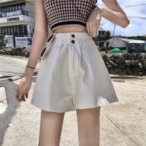 White Cowboy Shorts Woman High Waist Spring Summer 2021 New Looser Slim 100 Lap Net Red Casual A Character Hot Pants Woman