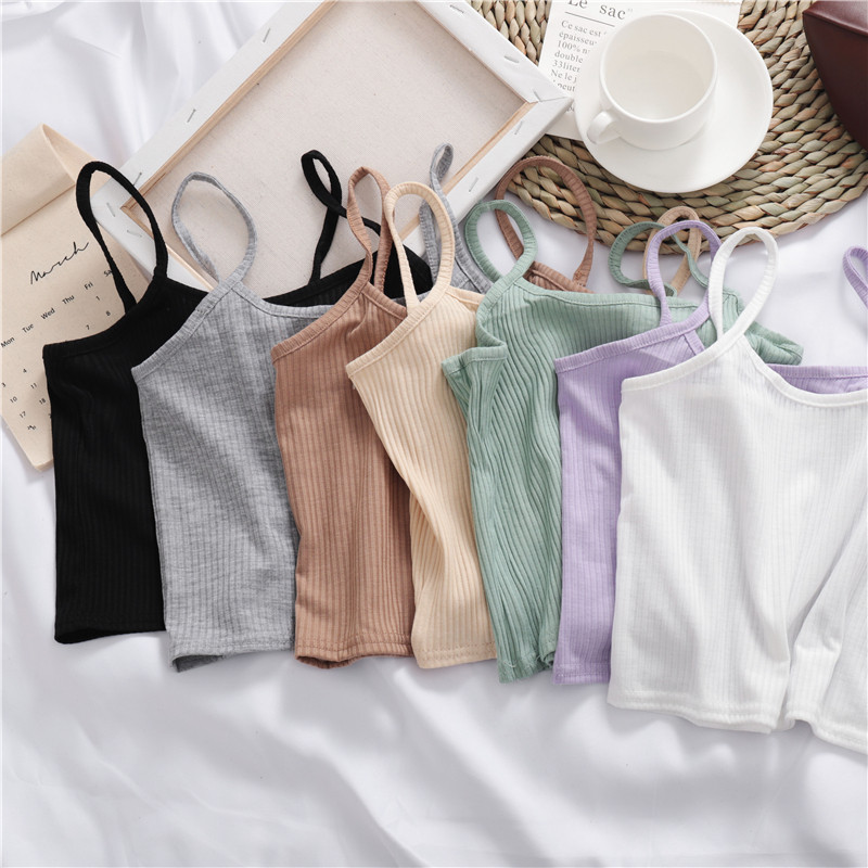 Summer new women's clothing Korean version of the thread wild base shirt students wear slim-fit suspender vest top inside and outside