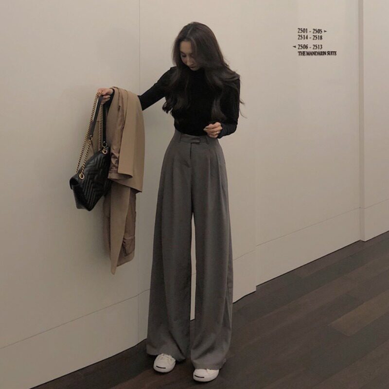 High Waist West Dress Pants Woman Early Fall Feeling Tug Pants Loose Broadlegged Pants High Waist Conspicuously Slim Casual Pants Grey Pants