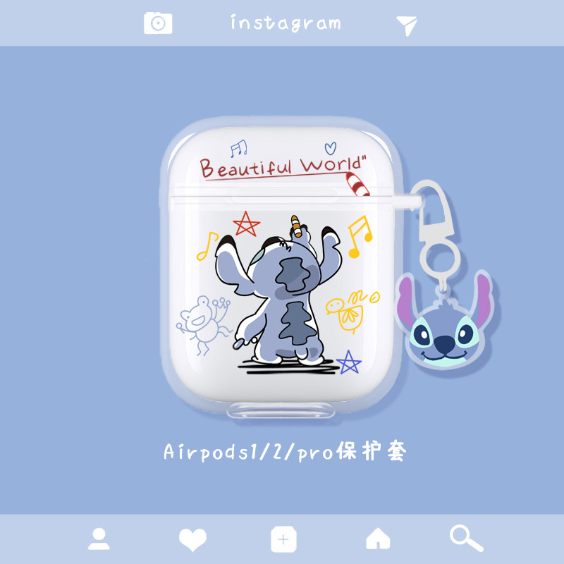 AirPods1 2 protective sleeve pro3 generation transparent protective shell apple bluetooth headset soft silicone cute cartoon anti-fall tp