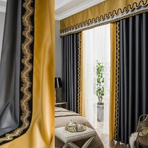 Chinese satin silk high precision shading silk cotton light luxury style simple color splicing finished curtain fabric