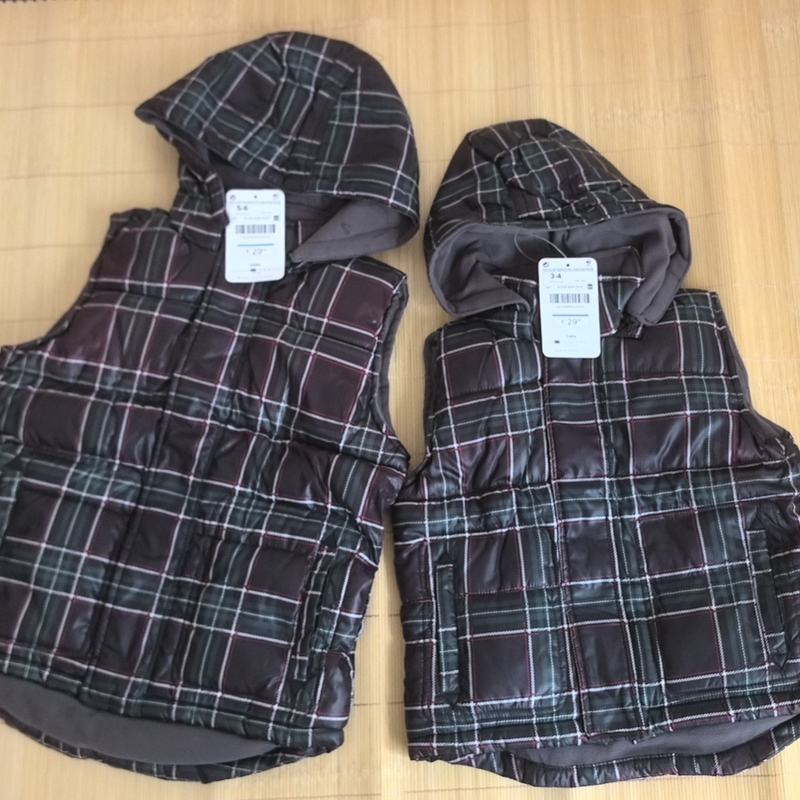 2024 Spring and Autumn New Style Children's Hooded Striped Plaid Warm Vest for Spring, Autumn, and Winter Long Vest