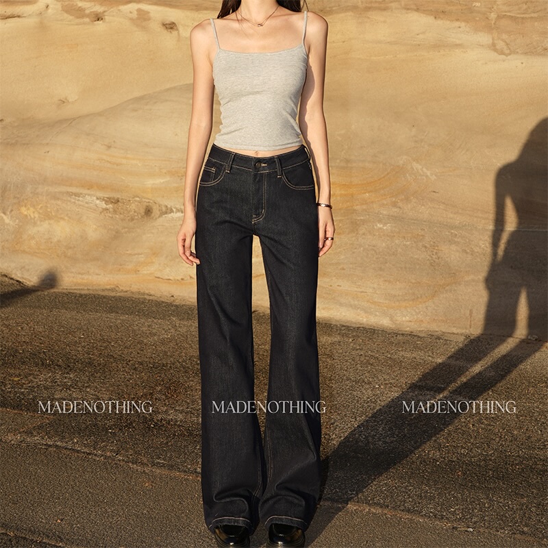 Made Nothing Lyocell Mr050 Denim Original Color Classic Mid-Low Waist Stretch Straight-Leg Jeans for Women