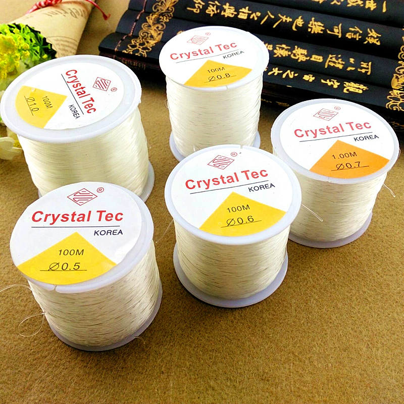 Dây tròn dây tinh thể dây đàn hồi Hạt tự làm thủ công đính cườm dòng vòng tay đính cườm đường dây đàn hồi mặc - Vòng đeo tay Clasp vòng tay đá thạch anh