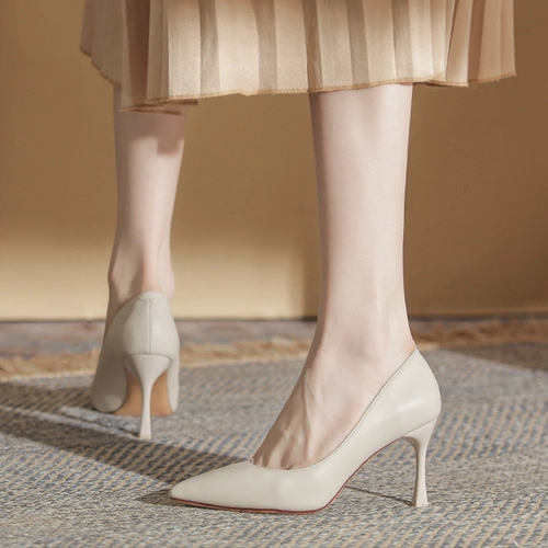 Нюдовая обувь на высоком каблуке, туфли, французский стиль, городской стиль, против усталых ног