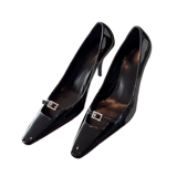 Park Caiying Rose То же самое черный патентный кожа высокие каблуки 2025 Новая королевская сестра Алмаз Бак -Бак