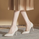 Нюдовая обувь на высоком каблуке, французский стиль, городской стиль, против усталых ног