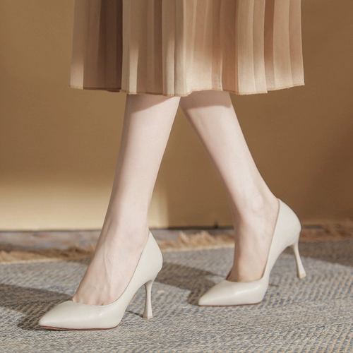 Нюдовая обувь на высоком каблуке, туфли, французский стиль, городской стиль, против усталых ног