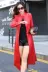 Mùa xuân và mùa thu New Hained Leather Women Hàn Quốc Slim Slim Mid-length Leather Jacket Dài tay Plus Velvet Winter Jacket áo da cừu Quần áo da