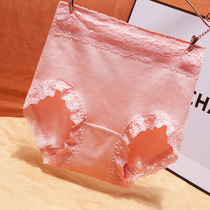 Japanese high-waisted panties Womens cotton belly hip incognito lace Large size hip cotton fabric comfortable briefs