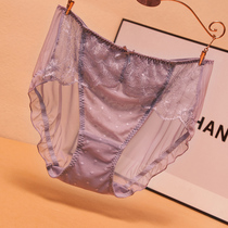 Lace Briefs Lady Big Code Fat MM High Waist Mesh Yarn Sexy Transparent Seductive Bag Hip Triangle Pants Head Summer Thin