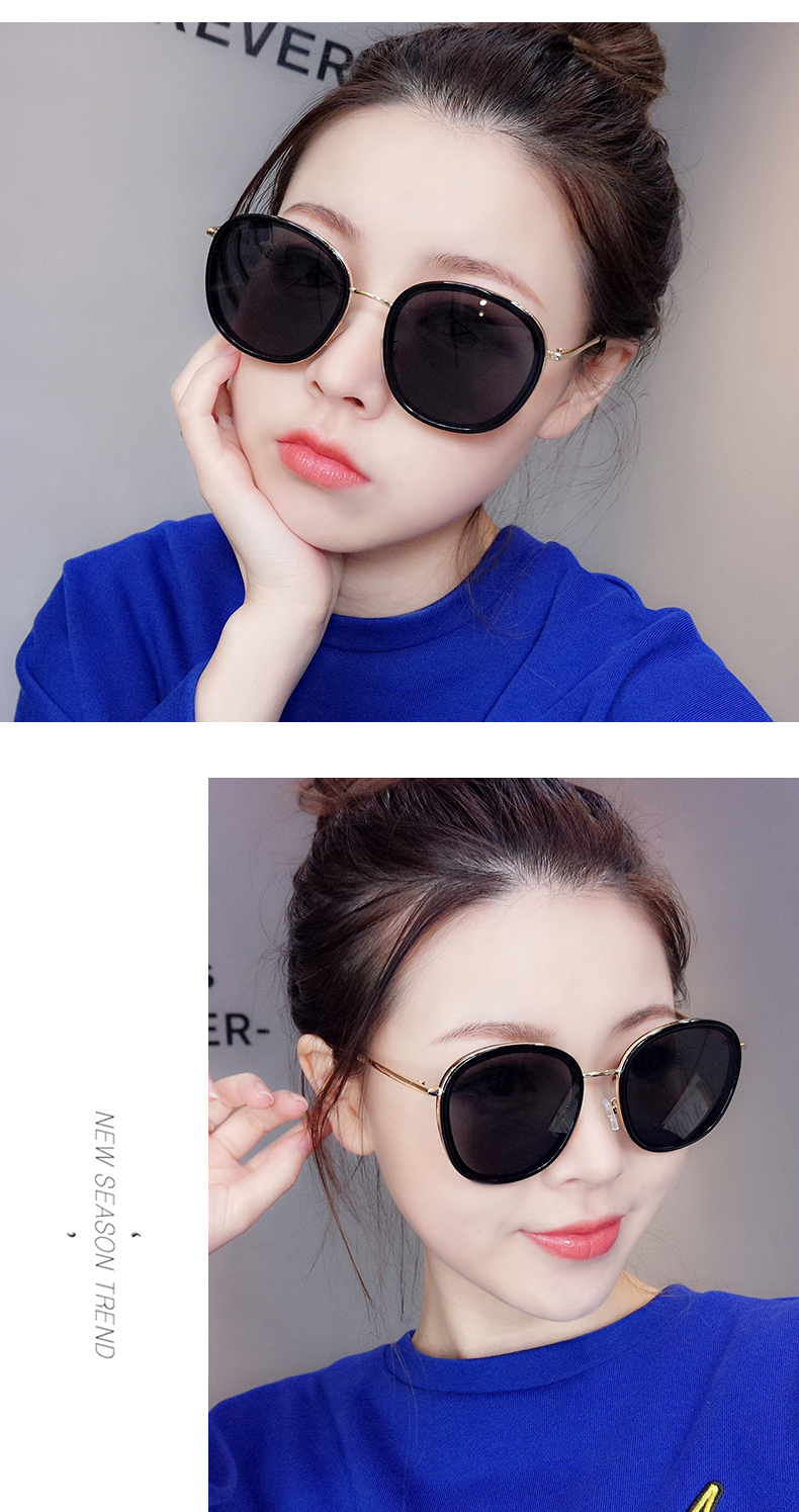 Kính râm nữ Gm phiên bản Hàn Quốc của mạng lưới thủy triều đỏ đường phố mặt tròn UV kính râm 19 kính mới chụp đường phố - Kính râm kính dolce & gabbana