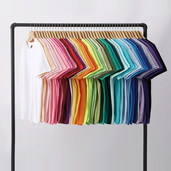 Round neck color dopamine short-sleeved pure cotton t-shirt