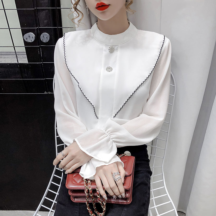 Women's Clothing 2020 Fall New Fashion Design Sensation Small Crowdcollar Snowspinning Shirt Woman Outside Wearing Long Sleeves