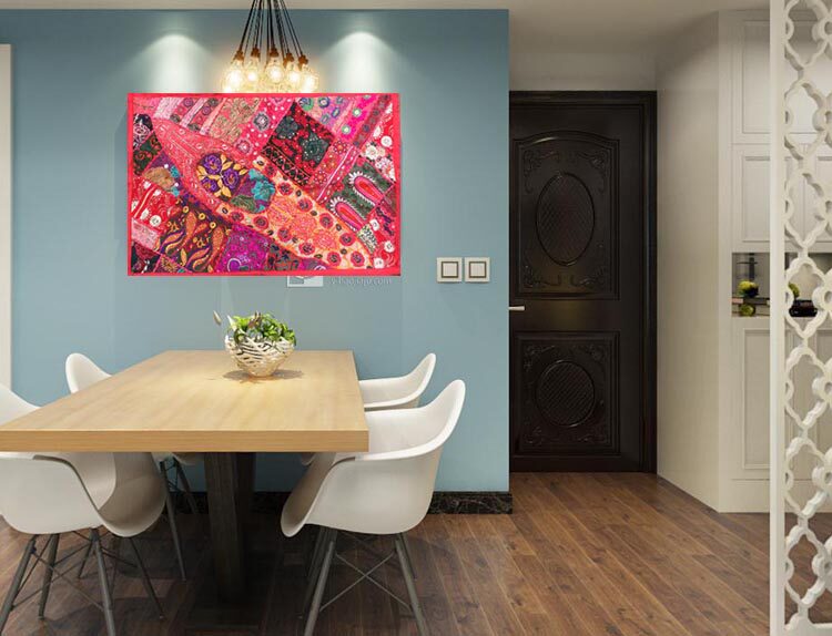 Ethnic tapestry India Nepal handmade wall decoration fabric patchwork embroidery flower tapestry tablecloth small tapestry