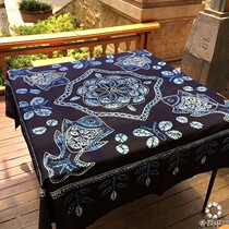 Yunnan Dali ethnic wind traditional home crafts Bai folk handmade tie-dyed tablecloth tablecloth tea table cloth art