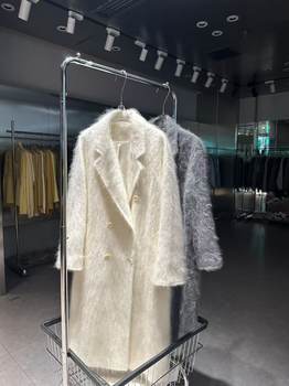 Classic cashmere wool brushed long autumn and winter thickened loose coat for women